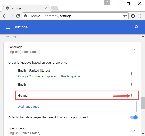 Change Language in the Google Chrome
