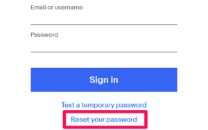 reset ebay password